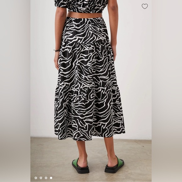 Rails Mary Midi Skirt In Contour Lines Black White Zebra Tiered Peasant Size L - Picture 2 of 6